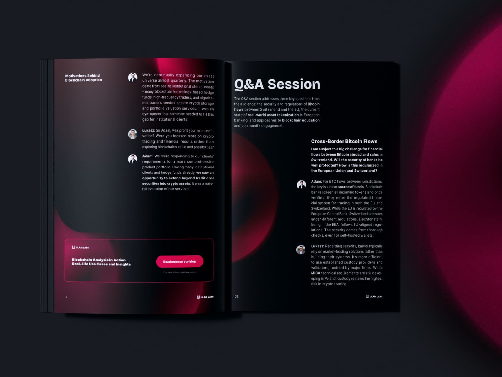 ULAM LABS printed report — Q&A session spread