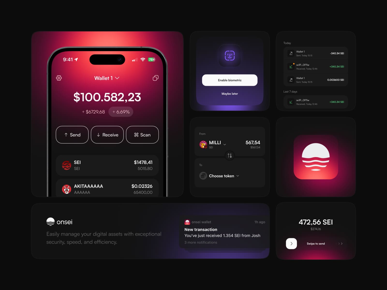 onsei crypto wallet UI components